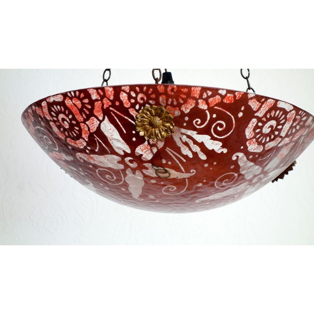 Antique French Brass and Pate de Verre Pendant, 1950s For Sale - Image 9 of 14