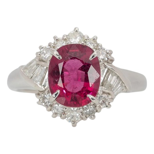1.5ct Rubellite Garnet Ring With Natural Diamond Accent: Solid 14k Gold, , Size 6.75 For Sale