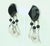 Mid-Century Modern Taxco Mexico Sterling Silver & Black Glass Dangle Earrings, 1960’s, A Pair For Sale - Image 3 of 9