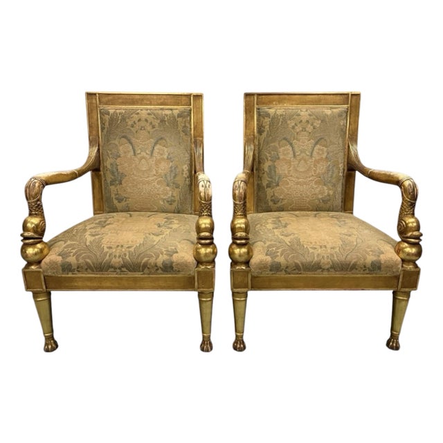 Rose Tarlow Dolphin Gilt Armchairs- A Set of 2 For Sale
