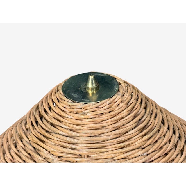 V. Soini Oy, Rare Floor Lamp, Brass, Leather, Rattan, Finland, 1950s For Sale In New York - Image 6 of 13