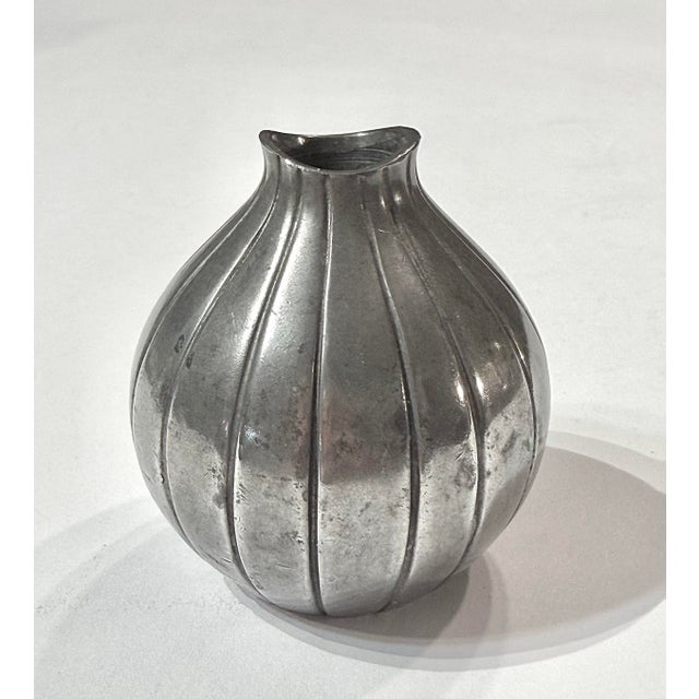 Mid-Century Modern Just Andersen - Copenhagen Denmark 1952 Rare Pewter Vase Designed by Arne Ekers. For Sale - Image 3 of 6