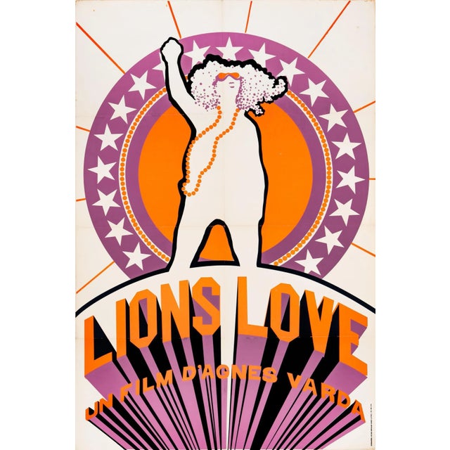Postmodern Agnes Vardas Lions Love Original Vintage Movie Poster, French, 1969 For Sale - Image 3 of 3