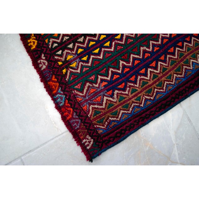 1960s Hand-Woven Braided Turkish Jajim Kilim Rug For Sale - Image 6 of 7