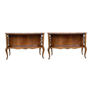 19000s French Server Sideboard Tables with Open Shelves - a Pair For Sale