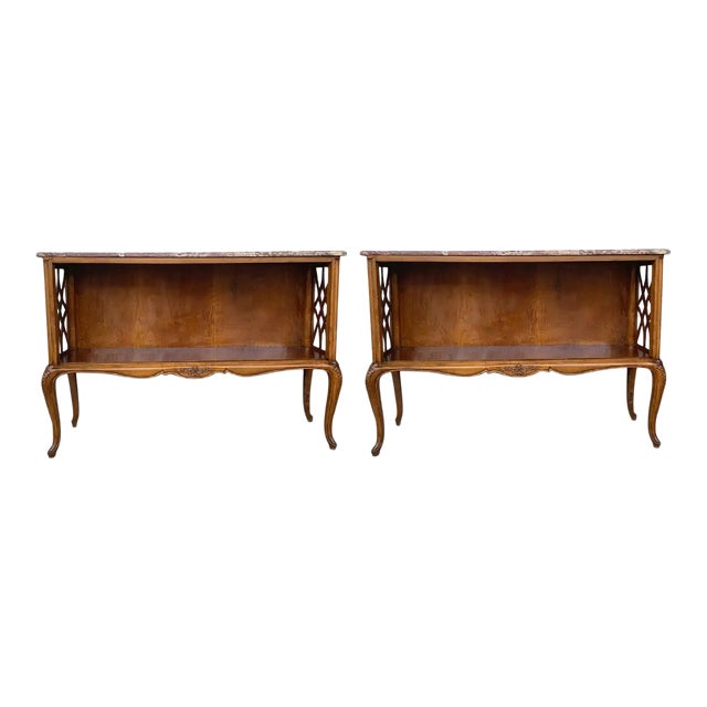 19000s French Server Sideboard Tables with Open Shelves - a Pair For Sale