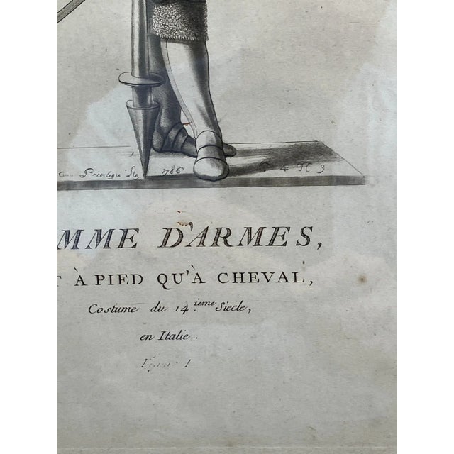 Paper 18th Century Etching Italian Suit of Armor, Framed For Sale - Image 7 of 10