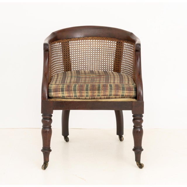 Traditional Regency Cane Paneled Mahogany Bergere, 19th Century For Sale - Image 3 of 6