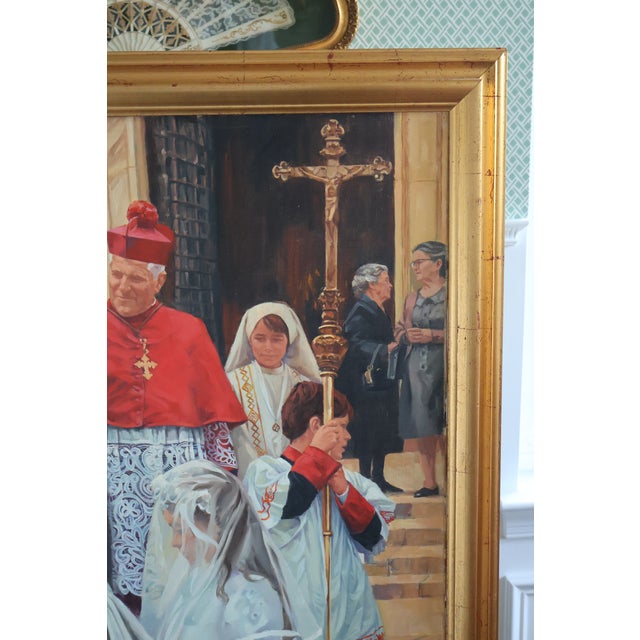 Late 20th Century Frank Cannas Large Signed Original First Communion Procession Oil on Linen, Framed For Sale - Image 17 of 18