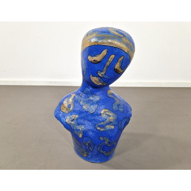 Blue Abstract Ceramic Sculpture, 1995 For Sale - Image 8 of 11
