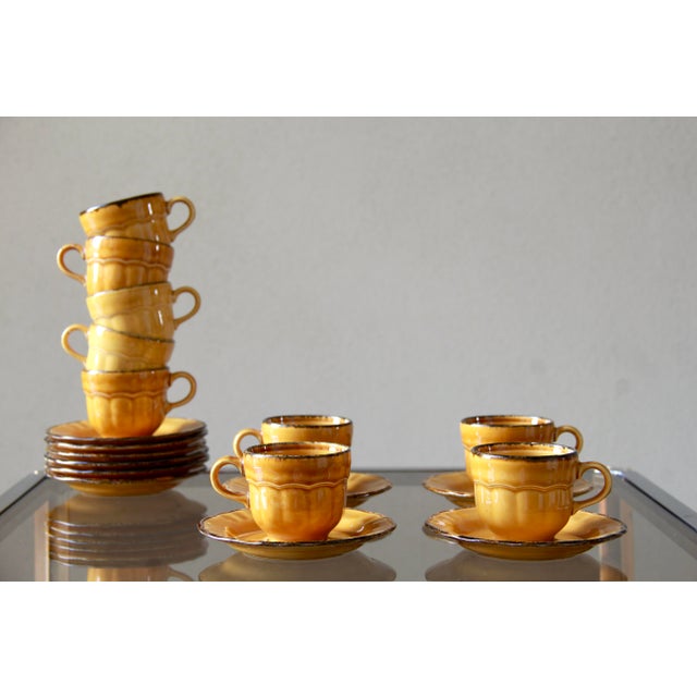 Vintage Amber Cups and Saucers from Pagnossin, 1970s, Set of 4 For Sale - Image 10 of 11