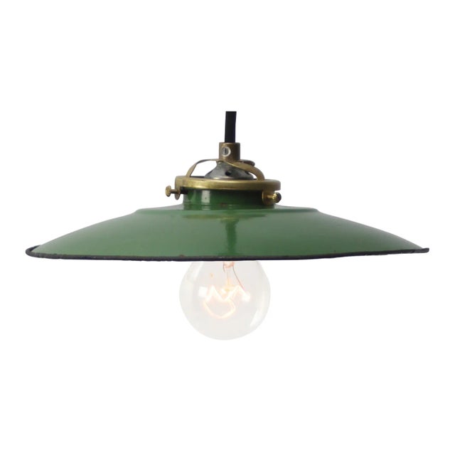 Green French Pendant Light in Green Enamel For Sale - Image 8 of 8