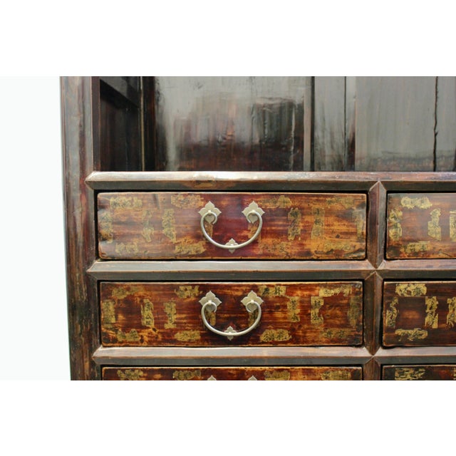 Early 20th Century Large Chinese Lacquered Elmwood Display Cabinet For Sale - Image 9 of 12