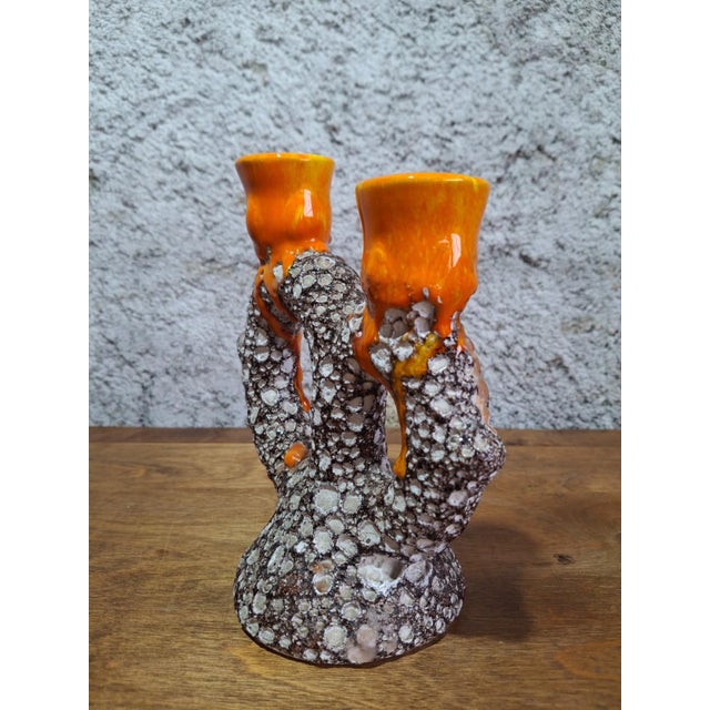1960s Fat Lava Double Candlestick from Vallauris, 1960s For Sale - Image 5 of 8
