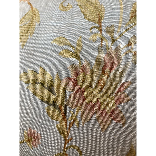 Pair Aubusson Fringed Floral Pillows (15”x18”) With Down Inserts: Seafoam, Celadon, Coral & Gold For Sale In Indianapolis - Image 6 of 12