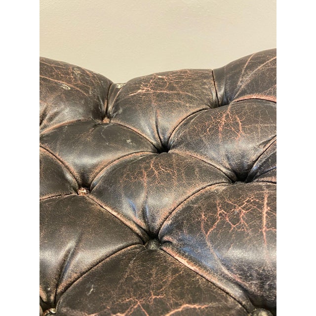 Black Brown Leather Escabel, 1970s For Sale - Image 8 of 15