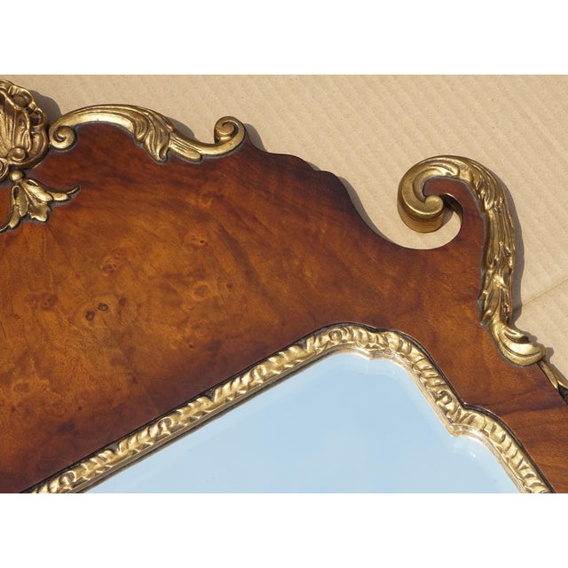 Antique Walnut Georgian Style Hand Carved and Parcel Gilded Wall Mirror For Sale - Image 6 of 9