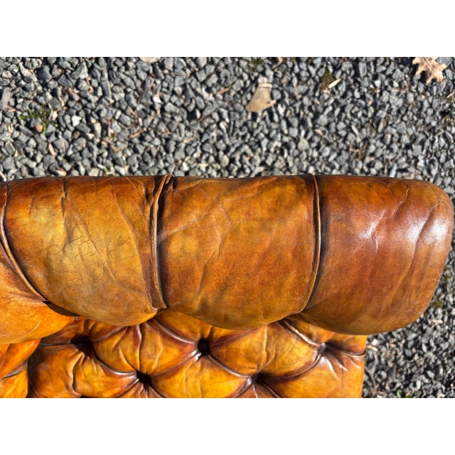 English Tufted Leather Library Chair, Late 19th Century For Sale - Image 9 of 11