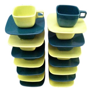 Melamine Cups and Saucers - Set of 14 For Sale