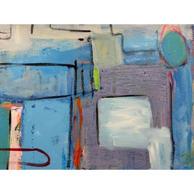 Blue Modern Multicolored Geometric Color Block Canvas - Original Acrylic Art For Sale - Image 8 of 9
