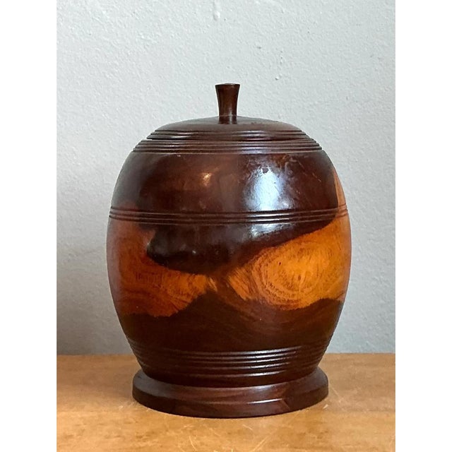 Vintage Turned Wood Lidded Jar For Sale In West Palm - Image 6 of 12