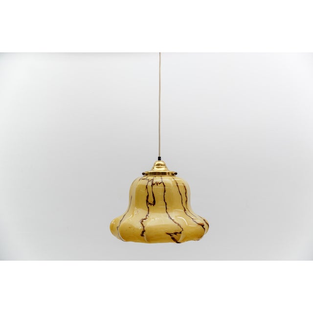 Mid-Century Modern Art Deco Pendant Lamp in Marbled Glass, Germany, 1940s For Sale - Image 3 of 11