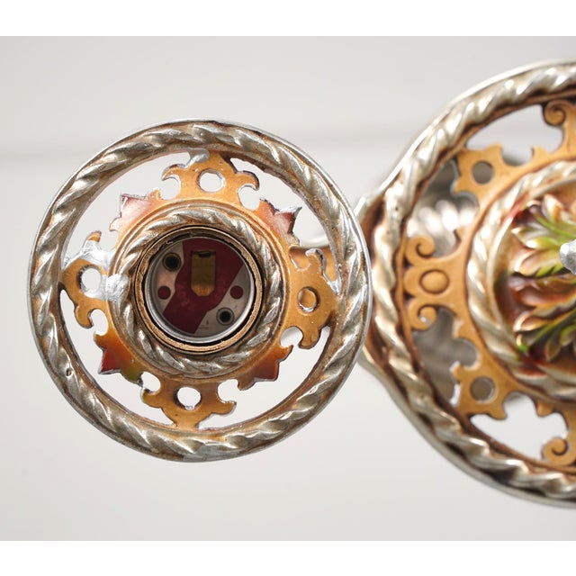 Brass Mid 20th Century Restored Victorian Exposed Bulb Brass Chandelier For Sale - Image 8 of 11