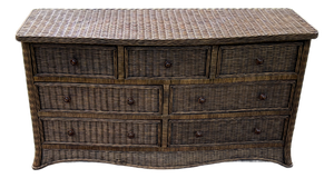 Vintage Skirted Wicker Bow-Front Dresser