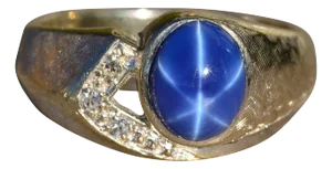 The Cadet: Vintage Men's 14 K Lab Grown Star Sapphire and Diamond Ring