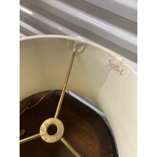 Late 20th Century Late 20th Century Neoclassical Revival Gold Torch Lamps With Original Shades by Stiffel - a Pair For Sale - Image 5 of 11