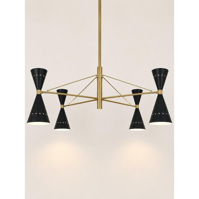 Vintage Black Double Cone Chandelier, 1970s For Sale - Image 3 of 9