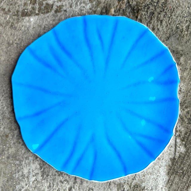 Vintage Coastal Electric Blue Glass Tray For Sale - Image 4 of 4