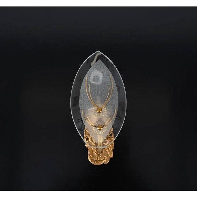 Italian Sconces in Gilded Bronze and Glass, Italy, 1950s, Set of 2 For Sale - Image 6 of 11