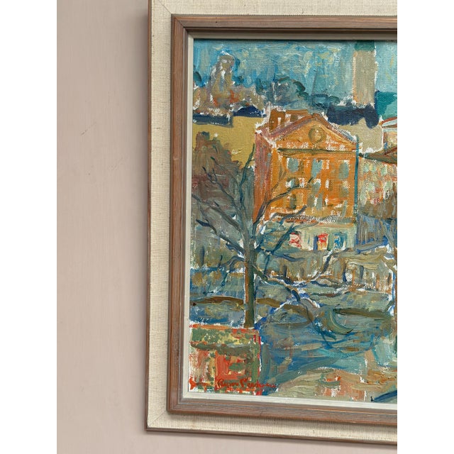 Rune Person, City Scene, 1950s, Oil Painting on Canvas, Framed For Sale - Image 11 of 18