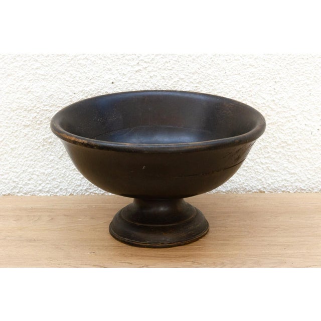 African Vintage African Wood Pedestal Bowl For Sale - Image 3 of 8