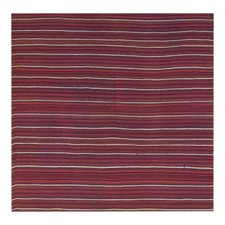 1950s Colorful Traditional Stripe Vintage Turkish Decorative Kilim Flatweave Rug For Sale