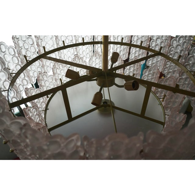 Pink Round Chandelier in Pink Art Glass and Brass, 2000 For Sale - Image 8 of 10