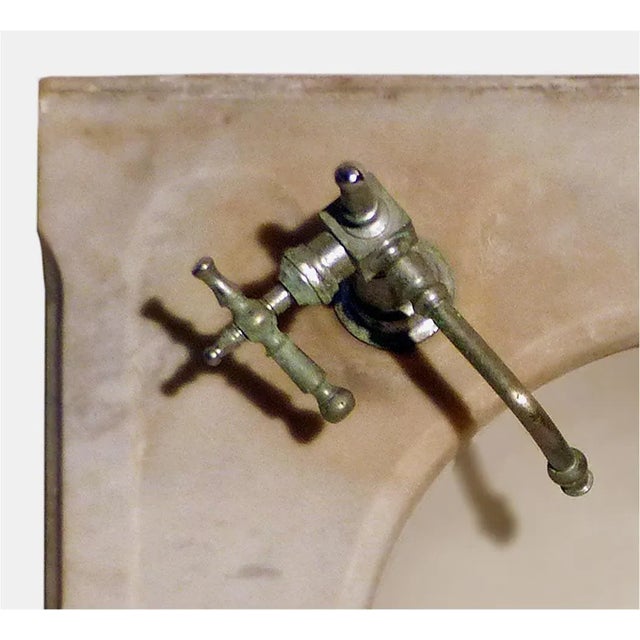 Late 19th century marble top undermount sink with original nickel plated brass faucets. Provenance:Upper NY state.