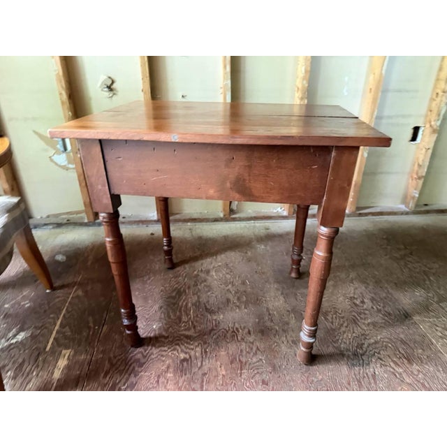 Brown Antique Victorian Style Burled Wood Inlaid Walnut Single Drawer Side Hall Table For Sale - Image 8 of 17