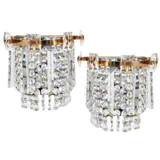 Lead Crystal Wall Lights from Maderna, 1960s, Set of 2 For Sale