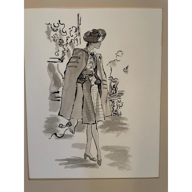 1950s Mid 20th Century Figurative Fashion Watercolor Illustration For Sale - Image 5 of 5
