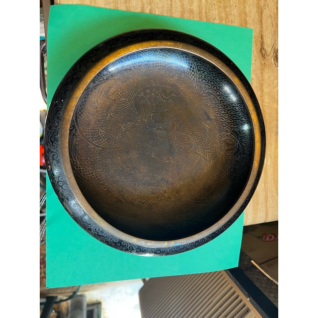 Metal Vintage Chinese Republic Period Cloisonné Brush Washer For Sale - Image 7 of 11