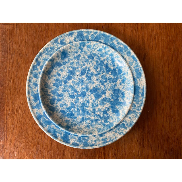 1970s Blue Splatterware Dessert/Salad Plates- Set of 6 | Chairish