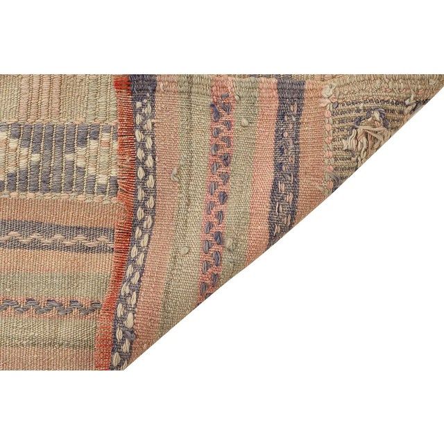 Mid 20th Century Mid 20th Century Faded Vintage Embroidered Kilim Rug For Sale - Image 5 of 7