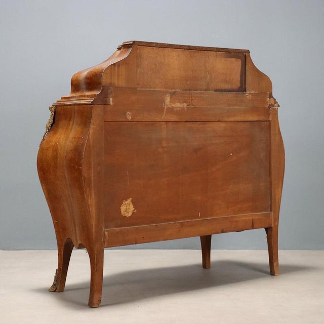 Early 20th Century Baroque Drop-Leaf Chest of Drawers in Mahogany and Burl, Italy For Sale - Image 10 of 11