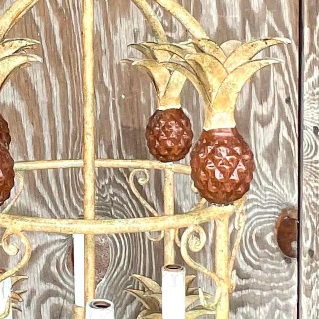 Vintage Coastal Painted Metal Pineapple Chandelier For Sale - Image 12 of 13