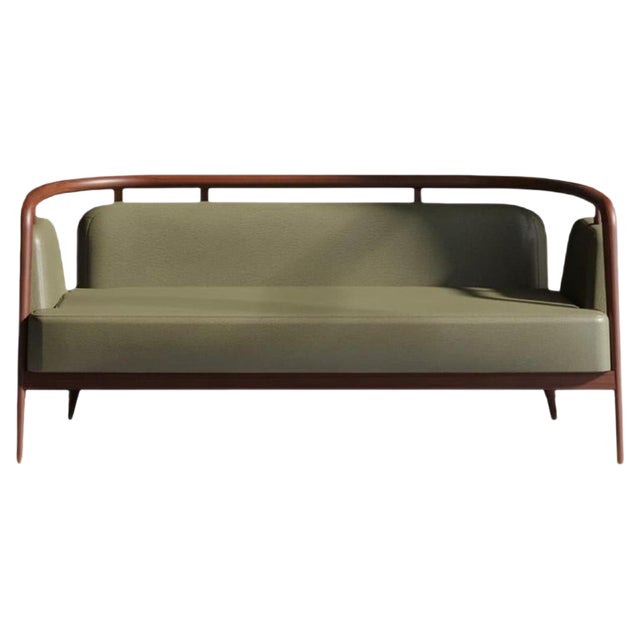 Essex Green Leather Sofa by Javier Gomez For Sale