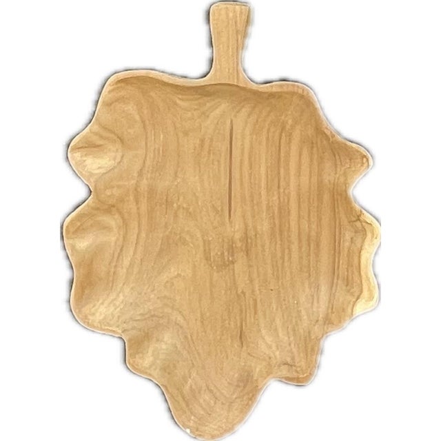 1960s Vintage Hand-Carved Solid Teak Leaf Serving Boards – Set of 5 For Sale - Image 5 of 11