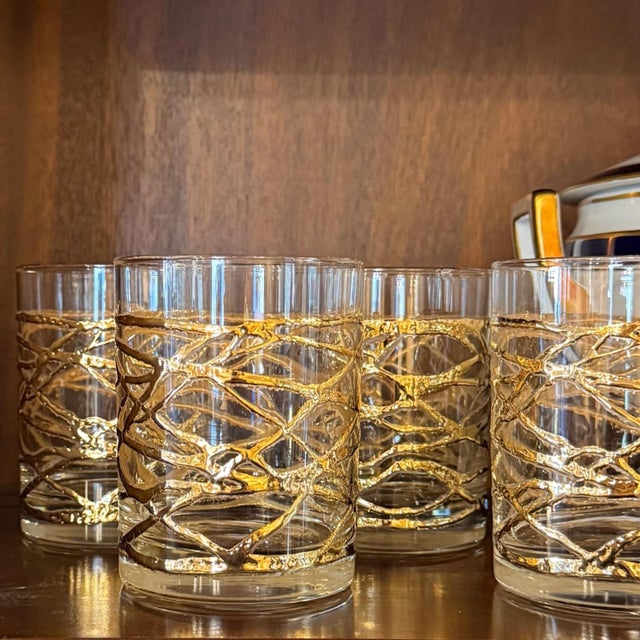 1970s Old Fashioned Glasses by Culver in the “Golden Ropes” Pattern - Set of 4 For Sale - Image 9 of 9