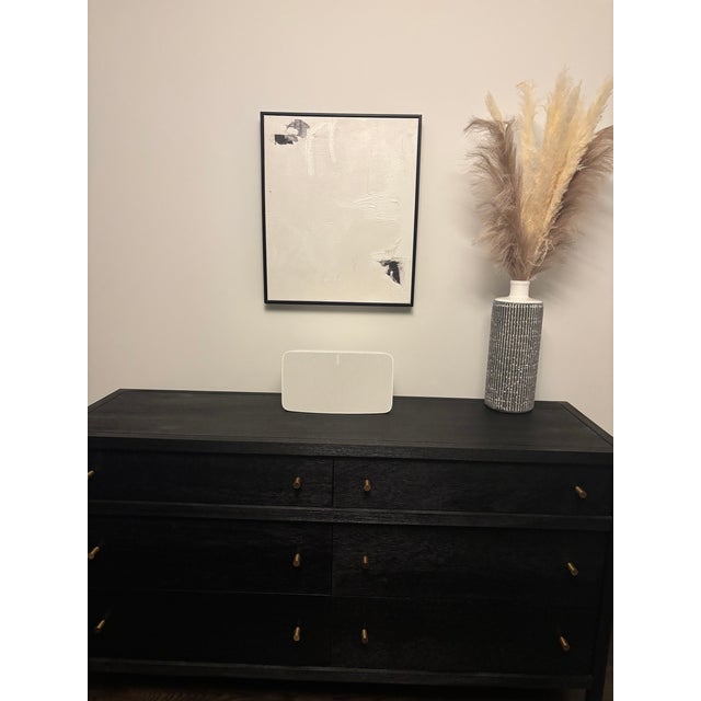 Black Crate & Barrel Keane 64" 6-Drawer Dresser — Black Wood Oak For Sale - Image 8 of 8